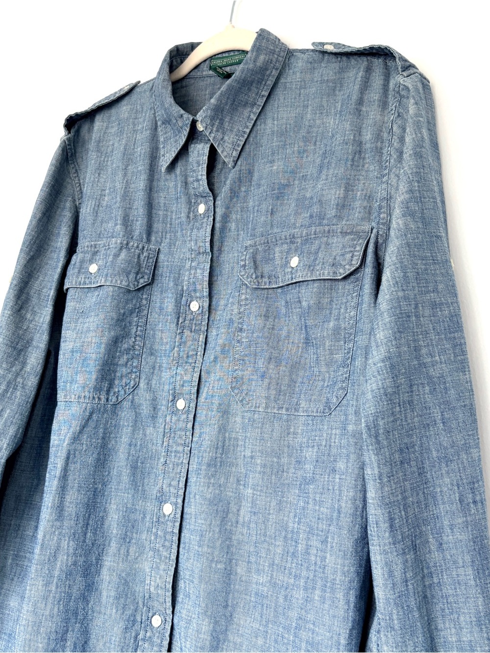 Ralph Lauren Vintage Lauren Jeans Co Blue Chambray Button-Front Work Shirt